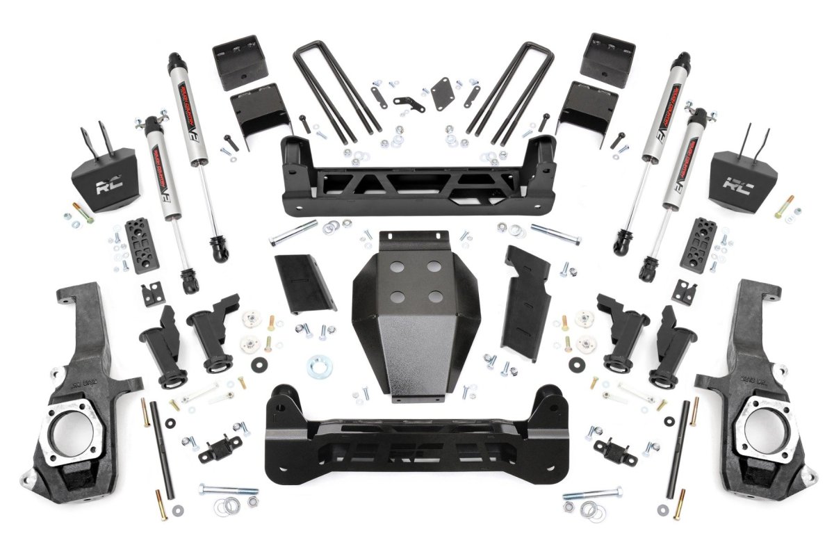 GMC Sierra 2500 HD Suspension Lift Kit - Rough Country - Torsion Drop V2 - Hammer Black - '11-'19